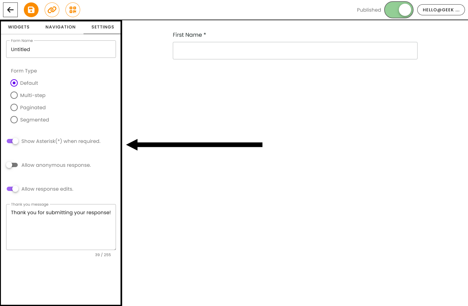 What are the Form Settings that could be modified? - Geeky Forms